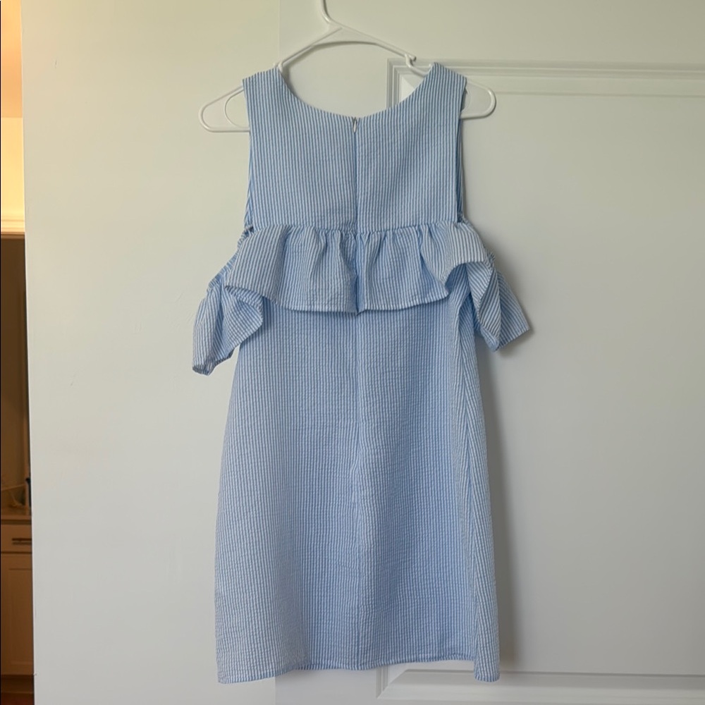 Blue Striped Ruffle Dress - Picture 2 of 2